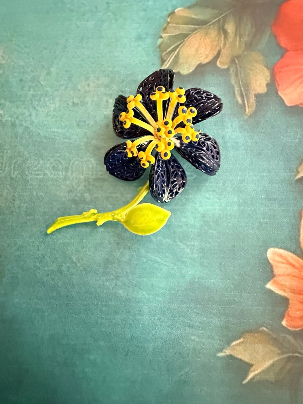 Yellow and Black Floral Brooch - Women's Accessory